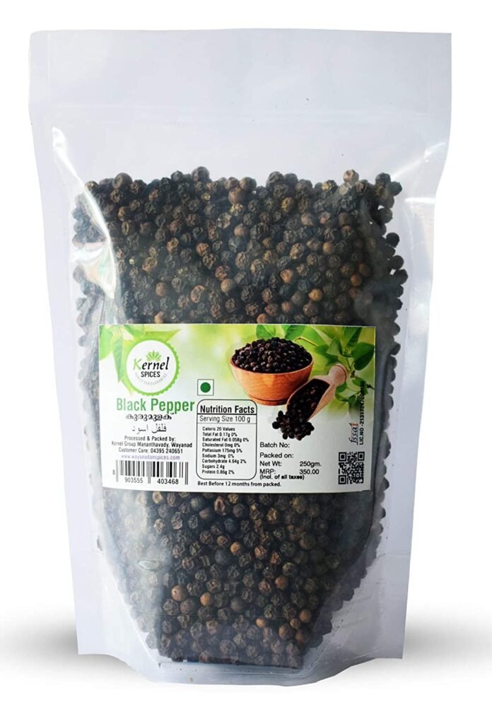 Kernel Spices Black Pepper Kali Mirchi Wayanad Kerala 250g